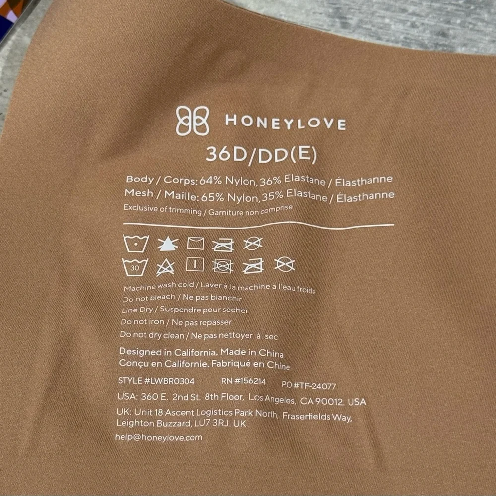 HONEYLOVE CROSSOVER WIRELESS BRA - SAND - SIZE - 36D/DD/E